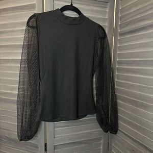 Sheer sleeve sweater